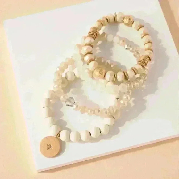 Wood Glass Layered Charm Bracelet - Picture 2 of 2